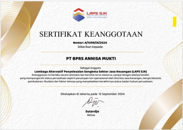 Keanggotaan LAPS BPRS Annisa Mukti